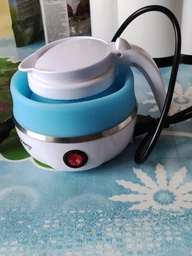 Дорожный чайник силиконовый складной дисковый 0.75л 700вт 220в Foldable Travel Kettle белый фото от покупателей 3