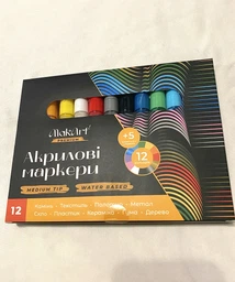 Набір акрилових маркерів для малювання Акрилові маркери MakArt для різних поверхонь, для скла, для тканини, різнокольорові, 12 шт фото від покупців 6