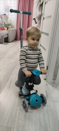 Дитячий самокат з сидінням та ручкою Globber GO UP Deluxe Lights зелений (646-106)