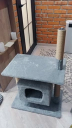 Будиночок кігтеточка для кота кішки котика дряпка царапка Мур Мяу Буржуй 40 х 60 х 96 см кігтедралка вертикальна котяча точилка для кігтів котів кішок котиків у джутовій мотузці з будиночком лежанкою та клубочком дражнилкою сірий МТ будиночки кігтеточки фото від покупців 3