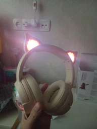 Дитячі ігрові бездротові навушники Onikuma B5 c RGB підсвічуванням та вбудованим мікрофоном Бежевий фото від покупців 6