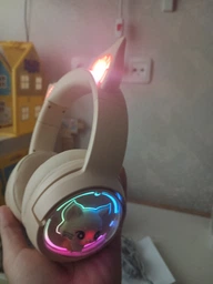 Дитячі ігрові бездротові навушники Onikuma B5 c RGB підсвічуванням та вбудованим мікрофоном Бежевий фото від покупців 4