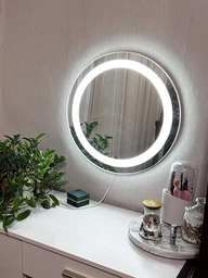 Круглое зеркало в ванную с Led подсветкой, фронтальная подсветка, арт.80ек D-40 см MirrorRika