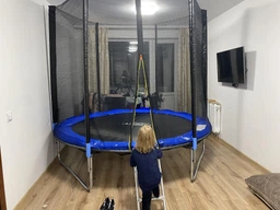 Батут Funfit 8ft (252 см) синий с внешней сеткой и лестницей: до 120 кг, для детей, взрослых, дачи, улицы фото от покупателей 15