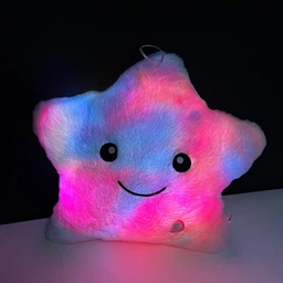 Плюшевая подушка для девочек Звезда Игрушка с ЛЭД подсветкой STAR разноцветная 35 см фото от покупателей 1
