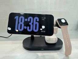 Бездротова зарядка magsafe док станція 3 в 1 QINETIQ Magsafe T268 33W для Apple iPhone 12 13 14 15 16, apple watch 2-9 SE Ultra AirPods з Qi сертифікацією + adapter 20W чорна