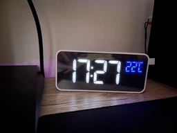 Часы настольные электронные зеркальные Losso Premium (BT) с LED подсветкой и термометром (белые), будильник фото от покупателей 19