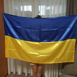 Прапор України державний, великий Smart, стрейч-атлас 90 х 141 см синьо-жовтий, кишеня під древко фото від покупців 16