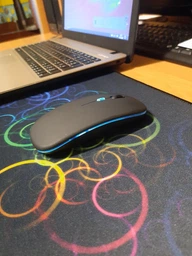 Бездротова Безшумна мишка 2.4G + Bluetooth Вбудований акумулятор RGB підсвітка Black фото від покупців 5
