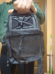 Тактическая сумка, усиленная мужская сумка, рюкзак, тактическая стропа. Цвет: черный фото от покупателей 1