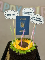 Сахарна їстівна картинка паспорт , україночка вис.11-12см для дівчинки 14 років на торт (SNP - 01268)
