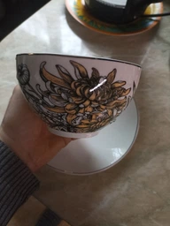 Чашка чайная с блюдцем Astera Charm Floral Black 410 мл (A0530-CS410-C)