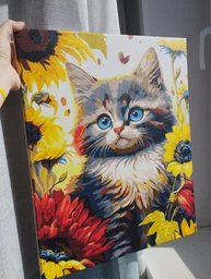 Картина по номерам 40×50 см Kontur. Котик в подсолнухах. DS0489