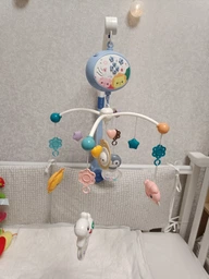 Музыкальный мобиль на кроватку Baby Bell Animals с проектором и пультом управления фиолетовый фото от покупателей 2