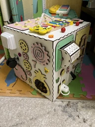 Бизикуб Your Wood 30х30х30 см белый для девочки фото от покупателей 2
