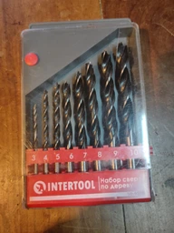 Набор свёрл по дереву (8 шт) 3, 4, 5, 6, 7, 8, 9, 10 мм INTERTOOL