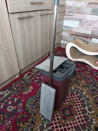 Набір для прибирання швабра з відром Scratch Cleaning Mop складна ручка автоматичний віджим бордове фото від покупців 1
