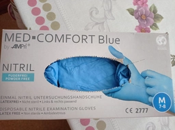Перчатки нитриловые Med-Comfort Blue неопудренные Размер M 100 шт Голубые (4044941004181)