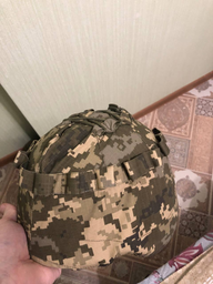 Тактичний кавер на шолом піксель з кріпленням ЗСУ, Військовий Чохол на каску маскувальний армійський піксель фото від покупців 1