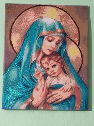 Алмазная мозаика алмазна вышивка икона на подрамнике, 40*50 см. Мадонна с младенцем