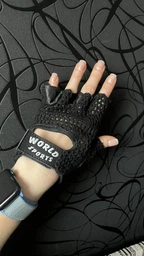 Перчатки кожаные для фитнеса WORLD sports, черные, WFP-B-M фото от покупателей 2