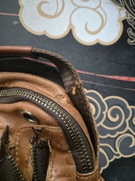 Чоловічий месенджер Vintage з натуральної шкіри з отвором для навушників Рудий (bg204fash16)