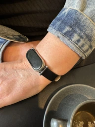 Ремешок кожаный с металлическим креплением Mi Jobs Elegance для Xiaomi Mi Smart Band 10/9/8 красный + Gold (mrk3450) фото от покупателей 8