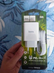 Адаптер питания быстрой зарядки Hoco с разъемом USB + Type-С Блок питания (USB-C) + USB для зарядки телефона iPhone/Xiaomi/Samsung/Huawei/Meizu Power Adapter PD20W+QC3.0 USB-A/USB-C/3,1A фото от покупателей 16
