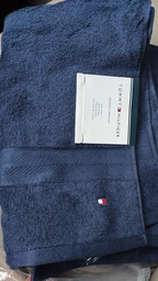 Полотенце хлопковое Tommy Hilfiger банное 76х138 см Modern American Solid Cotton Bath Towel Синий в полоску (46249648108) фото от покупателей 1
