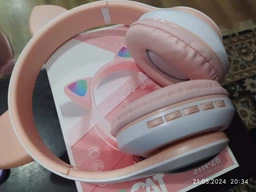 Бездротові навушники з котячими вушками CAT EAR Bluetooth 5.0 + EDR дитячі навушники, ігрові з блютуз гарнітурою та LED підсвічуванням, чорні