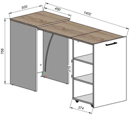 Стіл тумба трансформер Dolli 1400x450x756 Білий діамант (GATB27010100000) фото від покупців 12