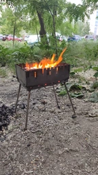 Мангал раскладной на 6 шампуров 2 мм стенки чемодан кейс складной туристический портативный уличный домашний переносной кованый металлический для барбекю шашлыка пикника разборный с ножками мини уличные мангалы фото от покупателей 18