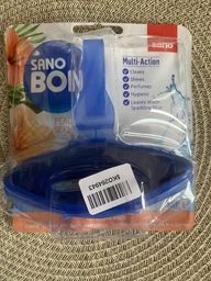 Блок SANO Blue Peach для унітаза 55 г до 800 змивань, синя вода + дезодорування «Персик»