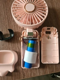 Складной USB мини-вентилятор F56 ручной / настольный пятискоростной с дисплеем и подставкой для телефона + ремешок, 19х9х4.7 см, фиолетовый "S" (86058371) фото от покупателей 3