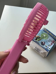 Портативный ручной вентилятор handy mini fan с аккумулятором 18650, черный со складной ручкой фото от покупателей 14