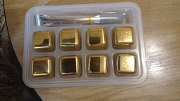 Кубики металеві Moltis Whiskey Stones Gold 8 шт для віскі та інших напоїв + щипці