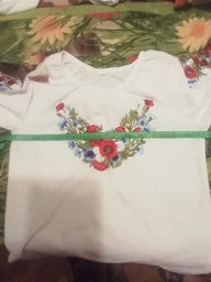 Яркая женская красная вышиванка на легком шифоне "Марсела" 11950-52 (2XL)