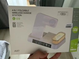 Бездротова 3в1 станція швидкої зарядки, версія для Apple Watch, з будильником, нічником, біла "G" (75839039) фото від покупців 1