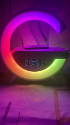 Многофункциональный ночник с будильником BT-3401 RGB с Bluetooth колонкой, Радио и беспроводной зарядкой Белый фото от покупателей 16