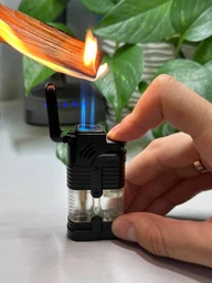 Потрійна турбо-запальничка з можливістю заправки бутаном Triple Torch Lighter (чорна) фото від покупців 4