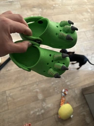 Детские кроксы-сабо для мальчика Crocs Classic I AM Dinosaur Clog T 209700-3WA 23-24 Зеленые (1962655433734) фото от покупателей 1