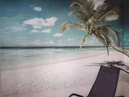 Флізелінові 3D фотошпалери море 254 x 184 см Самотня пальма біля океану (13346V4)+клей фото від покупців 1