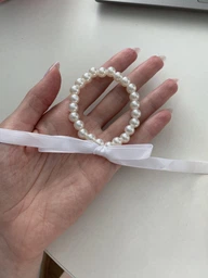 Чокер жемчуг с белой лентой на шею украшение колье Fashion Jewerly (SVS)