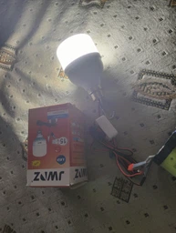 Светодиодная LED лампа 12V 15W лампочка кемпинговая на проводе 2м с зажимами (крокодилами), выключателем и металлическим крючком для подвешивания, холодный белый фото от покупателей 1