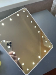 Косметическое зеркало настольное с подсветкой светодиодной Large Led Mirror для макияжа 22 LED-лампочки 10-ти кратное увеличение Белый