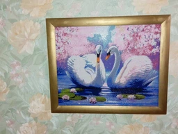 Набір алмазної мозаїки АлМазка Лебеді 40х50см на підрамнику АЛМр015 з голограмними алмазами
