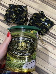 Чай зеленый рассыпной Sun Gardens Gunpowder Sour Sop 100 г жестяная банка (4820082707286) фото от покупателей 6