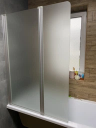 Стеклянная шторка для ванны AVKO Glass RDY19 Матовая, Серебро, двухсторонняя, каленое стекло Simply Glass, 60+40х140 см