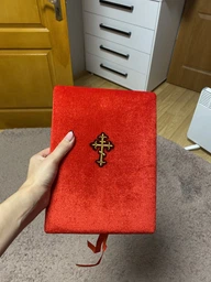 Венчальная пара "Богородица и Спаситель" в бархате синяя фото от покупателей 4