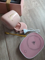 Чашка Lucky з підігрівом від USB, об'єм 400 мл, з ложкою